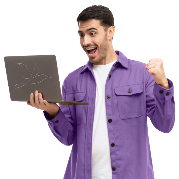 man holding a laptop
