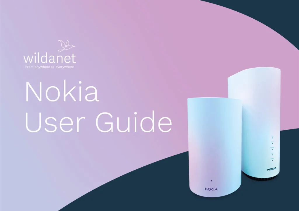 Nokia User Guide cover with a photo of the routers