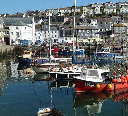 mevagissey harbour with boats